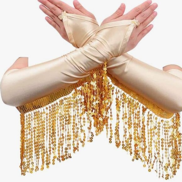 Sequin Tassel 1920s Opera Gloves - Picture 6 of 6